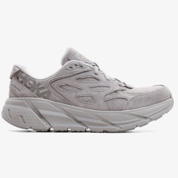 Hoka One One Other - NEW Hoka Clifton L Suede Gray Sneaker SZ 10.5D